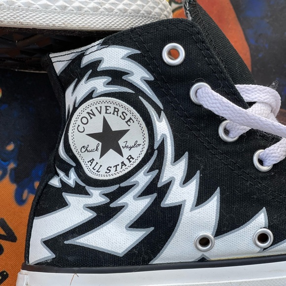 Converse All Star Hi Tops Drew Brophy Art Pre-Owned Blk Sneakers Jr 4 Women’s 6 - Picture 7 of 7